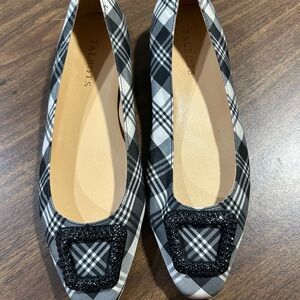 Talbots Rumi Jewel Black and White Tartan plaid ballet Flats 7